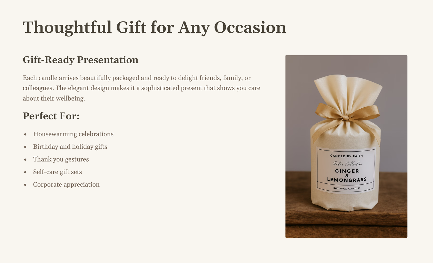 Ginger & Lemongrass Soy Wax Candle – 10oz / 40h burn time