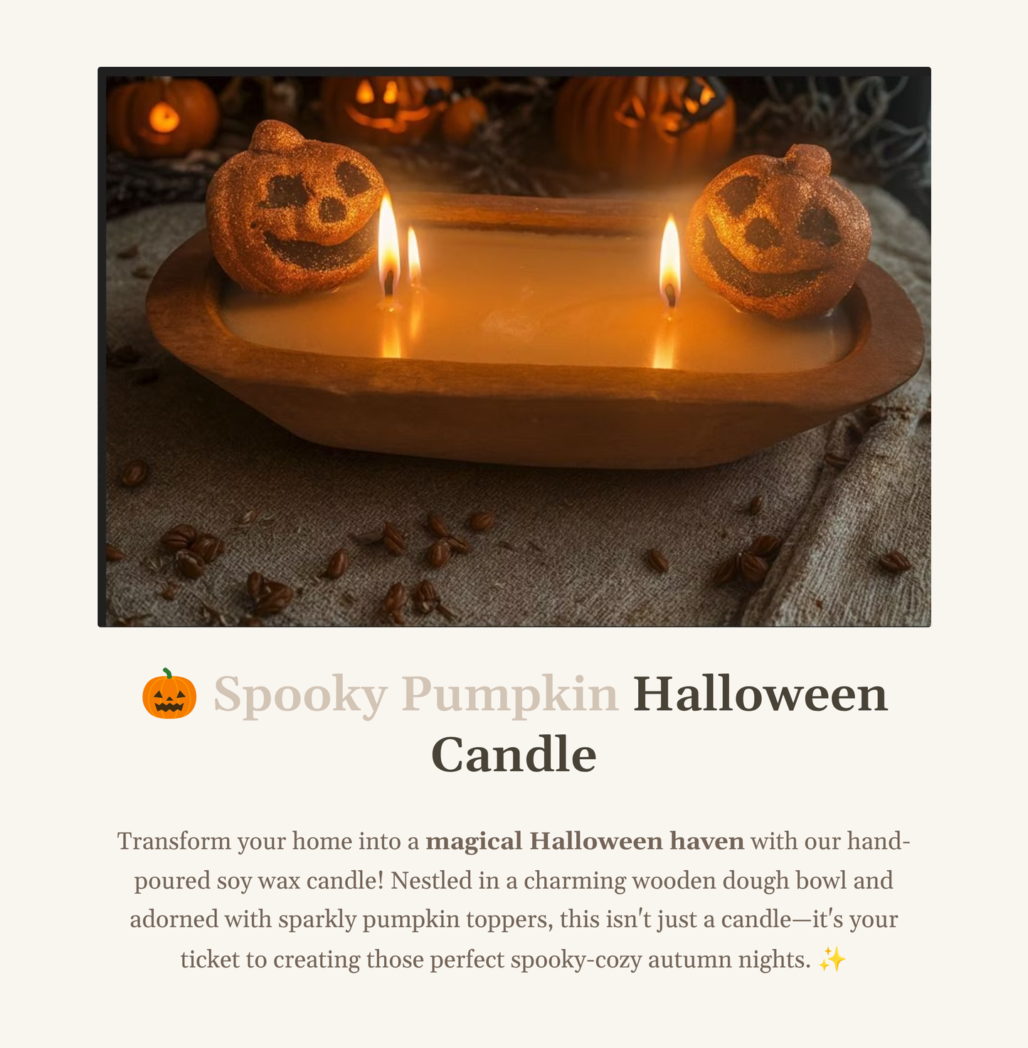 Spooky Pumpkin Halloween Candle – Wooden Bowl Soy Wax