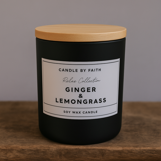 Ginger & Lemongrass Soy Wax Candle – 10oz / 40h burn time