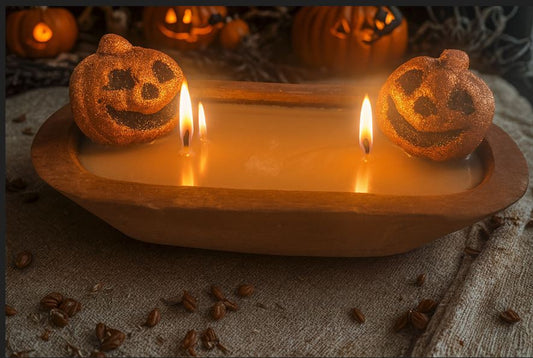 Spooky Pumpkin Halloween Candle – Wooden Bowl Soy Wax