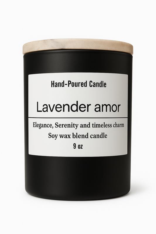 Lavender amor -Hand Poured Candle -9 Oz