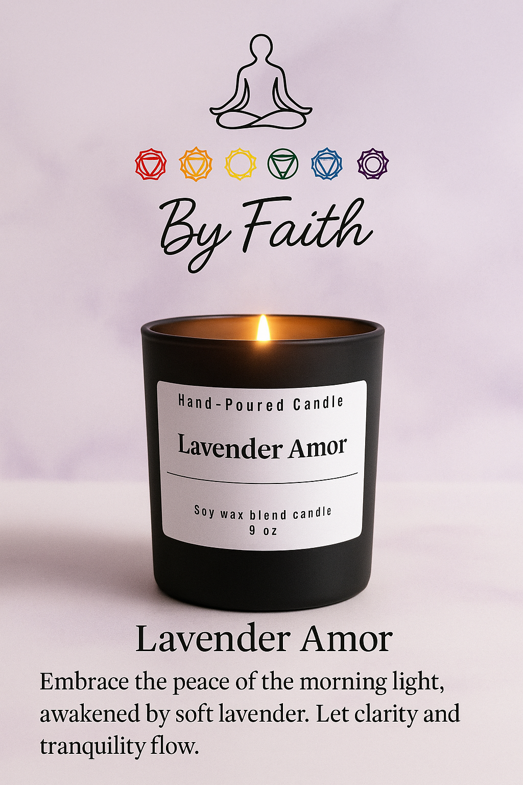 Lavender amor -Hand Poured Candle -9 Oz